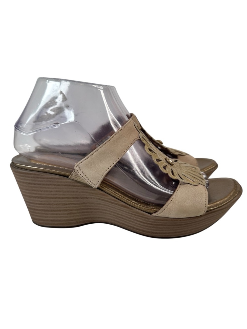 Naot Beige Leather Comfort Wedge Sandals Cutout Slingback Euro 39 8